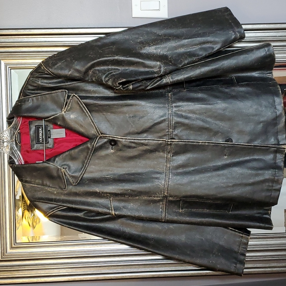 Distressed Vegan Leather coat